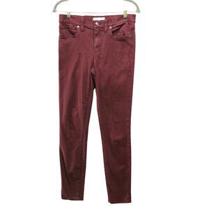 Madewell 9'' High Rise Skinny Skinny Chino Pants Womens 27 Burgundy 5 Pocket